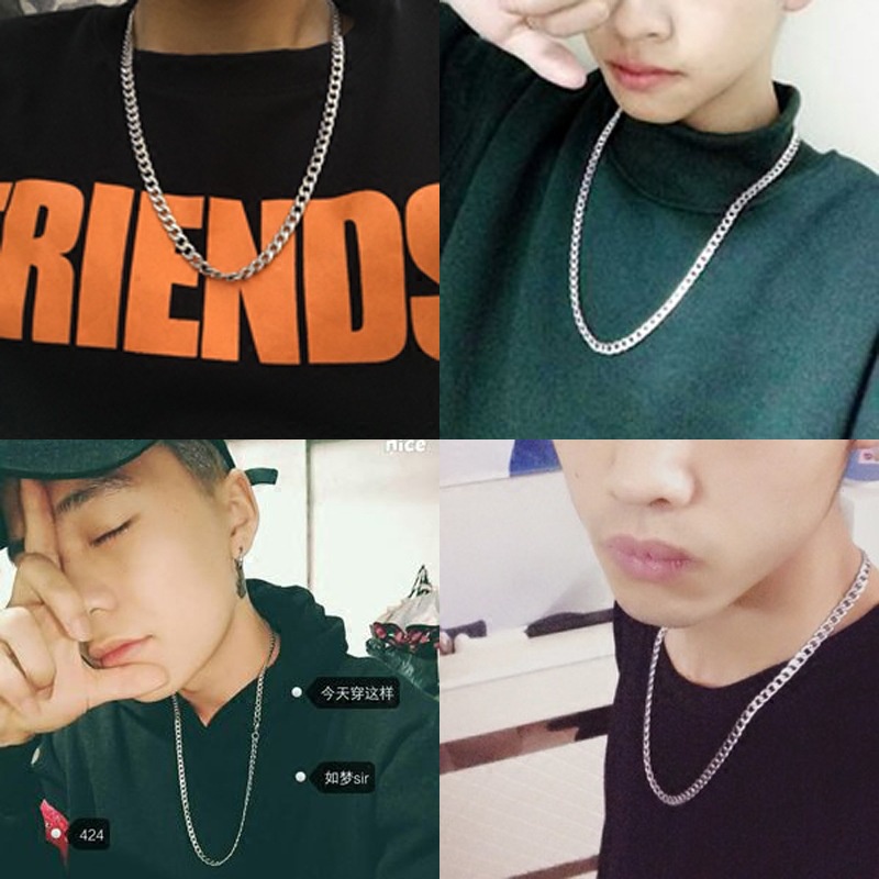 Vòng cổ thép titan không gỉ khắc chữ NK đơn giản phong cách hip hop cho nam và nữ
