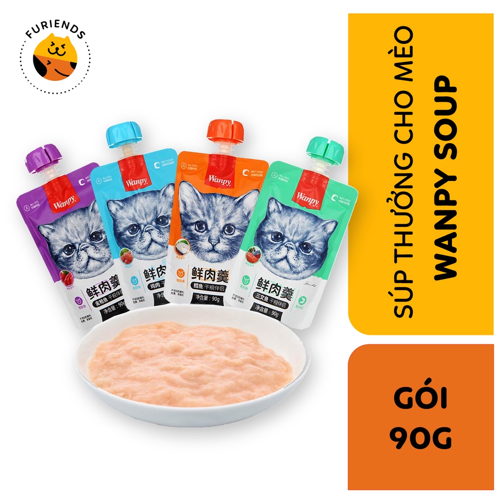 Súp thưởng Wanpy cho mèo dạng nắp vặn gói 90gr