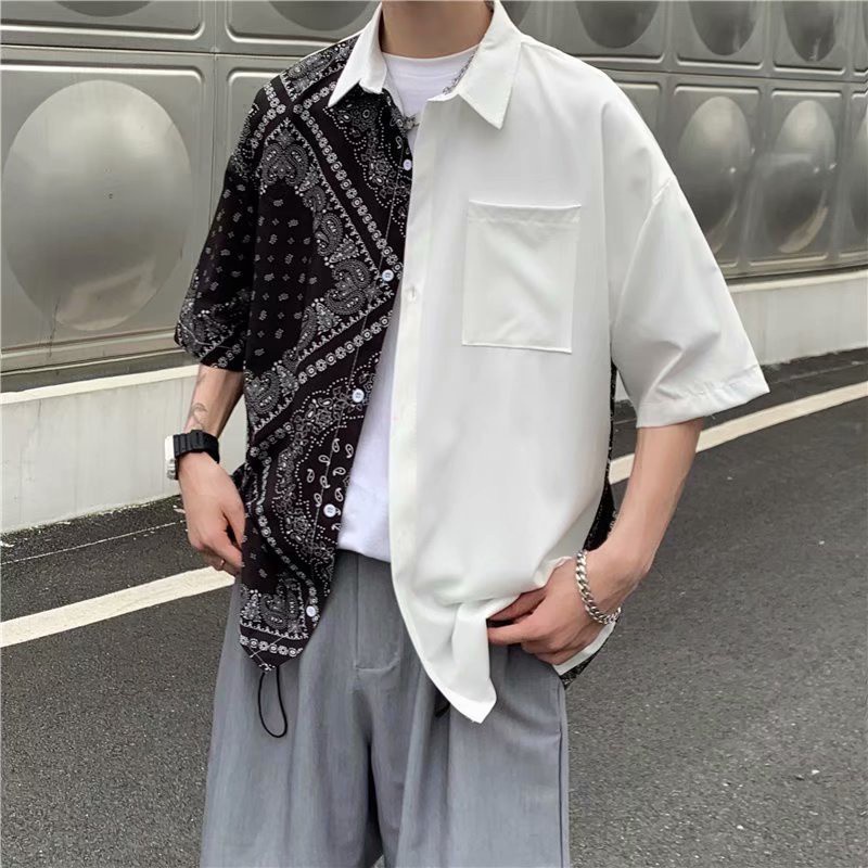 Áo sơ mi tay ngắn in họa tiết thời trang Hàn Quốc cho nam TILAA FASHION AM01