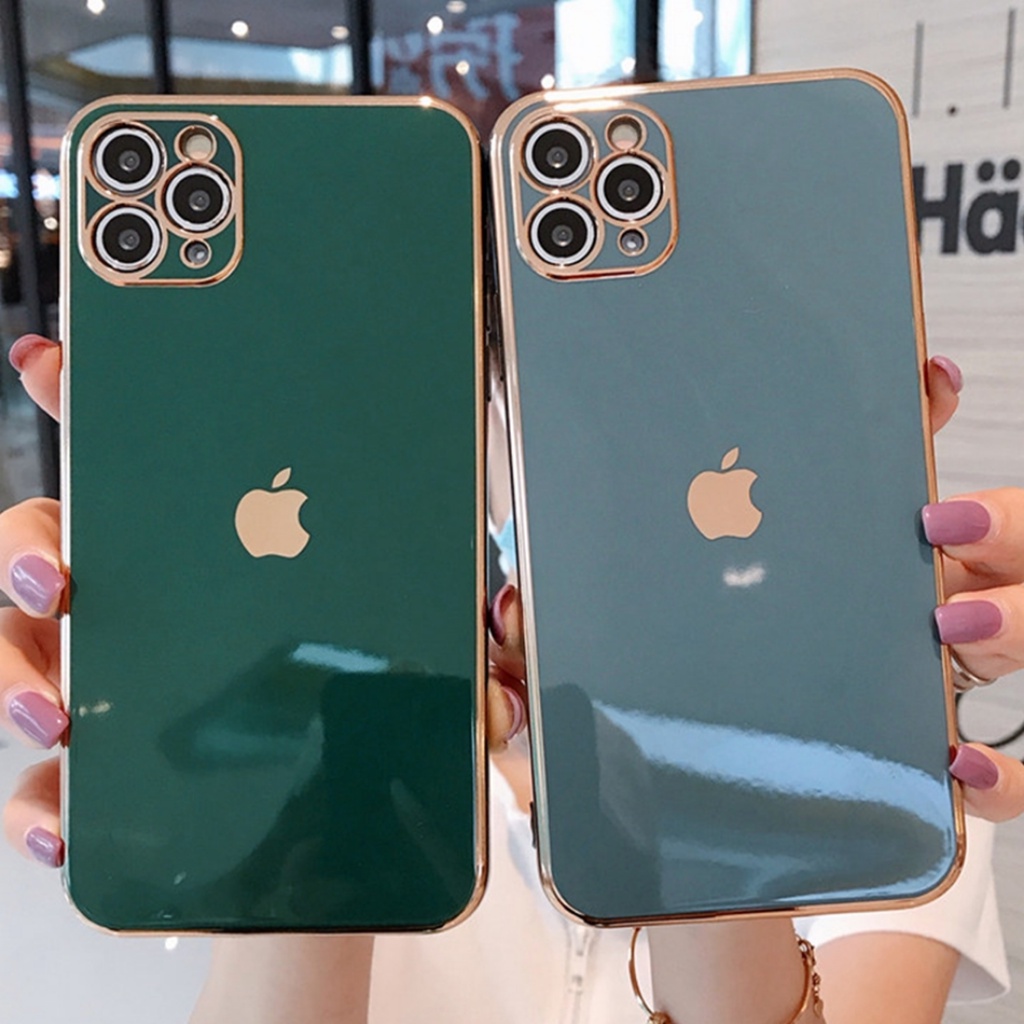 Ốp lưng Iphone viền mạ vàng giả 12 logo táo độc lạ dẻo bóng; 6G/6S ;7/8G ;6PLUS ;7/8PLUS ;X/XS ;XR ;11 ;11PRO ;11PRO MAX