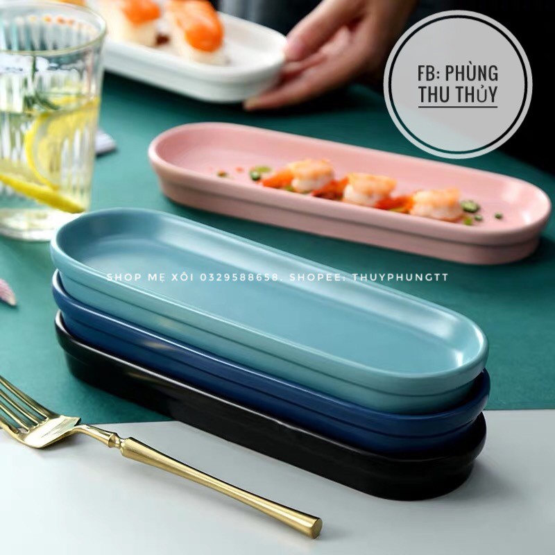 Đĩa sứ dài hình bầu dục