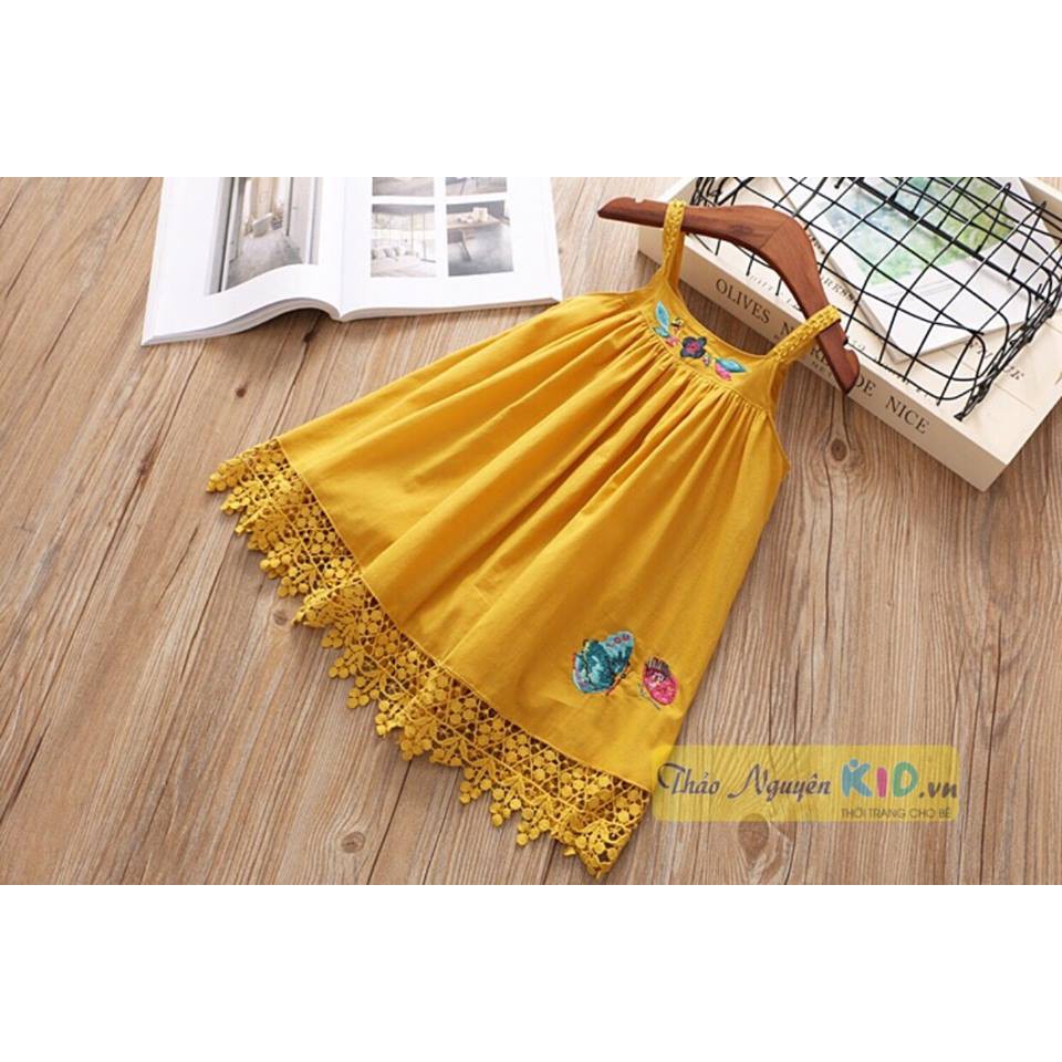 váy hai dây ren gấu