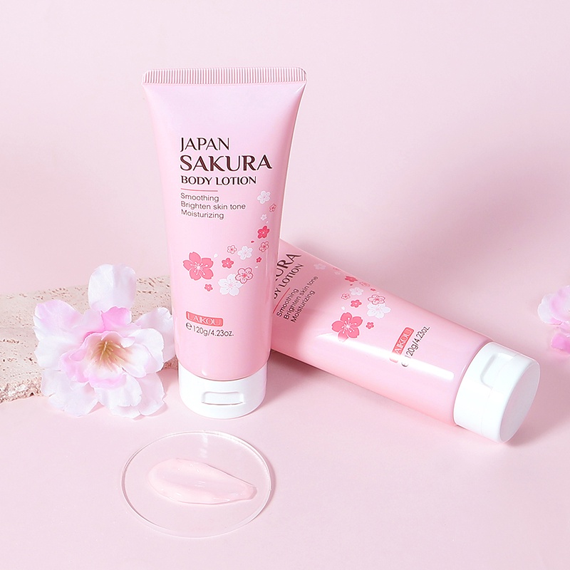 Sữa dưỡng thể LAIKOU hoa anh đào 120g Nhật Bản làm sáng màu da
