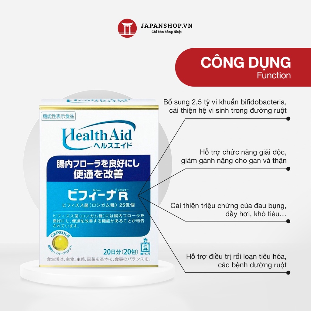 Bột men tiêu hóa Health Aid R Bifina tăng cường lợi khuẩn, bảo vệ đường ruột 20 gói