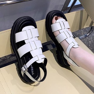 Sandal Nữ Chiến Binh Thấp Cổ Khóa Da Mềm Độn Đế Kiểu Dáng Mới 2021