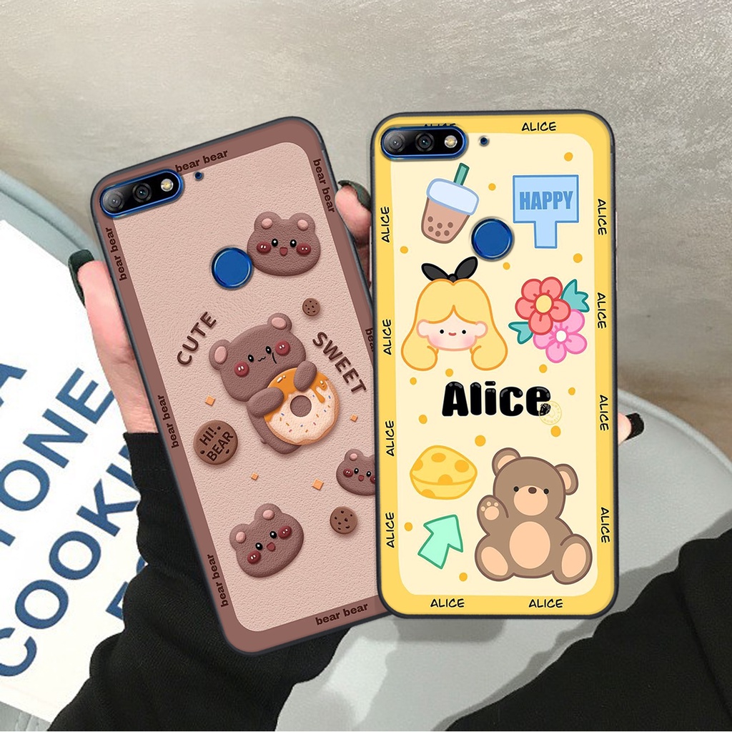 Ốp lưng Huawei Y7 PRIME 2018 in hình Gấu nâu - hồng, Gấu Be@rick  cực CUTE, DỄ THƯƠNG