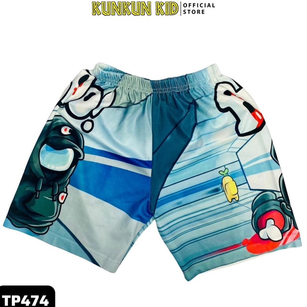 Quần áo bé trai thun lạnh ngắn thoáng mát in hoạt hình Among Us size đại từ 10-40kg Kunkun Kid TP474