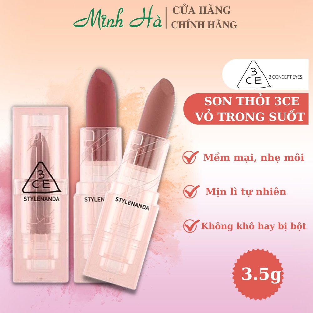Son 3CE Clear Layer Warm &amp; Cool Soft Matte Listick 3.5g mang đến cảm giác ấm áp, chân thực nhất