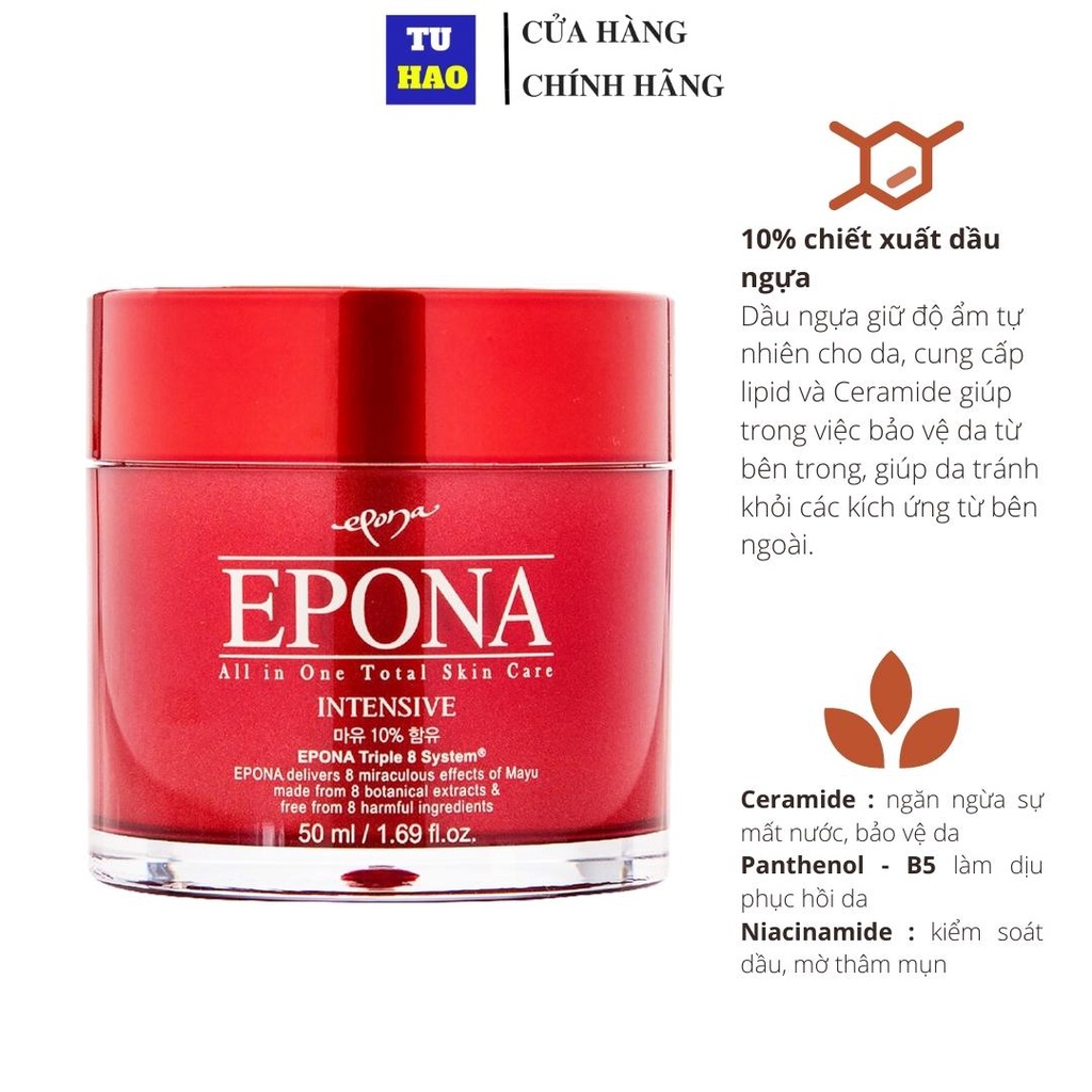 Kem Dưỡng Chống Lão Hóa, Làm Sáng Da Dầu Ngựa Epona All In One Intensive 50ml - Từ Hảo