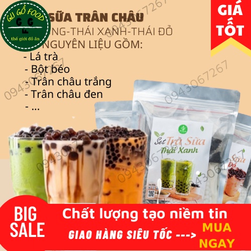 SET NGUYÊN LIỆU PHA TRÀ SỮA PHÚC LONG, THÁI XANH, THÁI ĐỎ