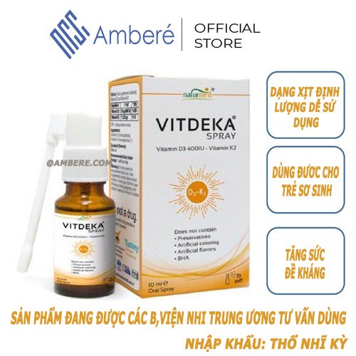 Lọ Xịt Vitdeka Vitamin D3.Vitamin k2 Dạng Xịt Giúp Hấp Thu Canxi