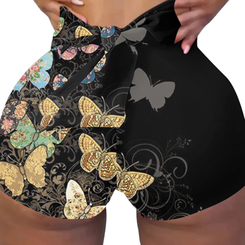 Xiangbao Quần Short Tập Gym / Yoga Lưng Cao Nhuộm Màu Thời Trang Cho Nữ