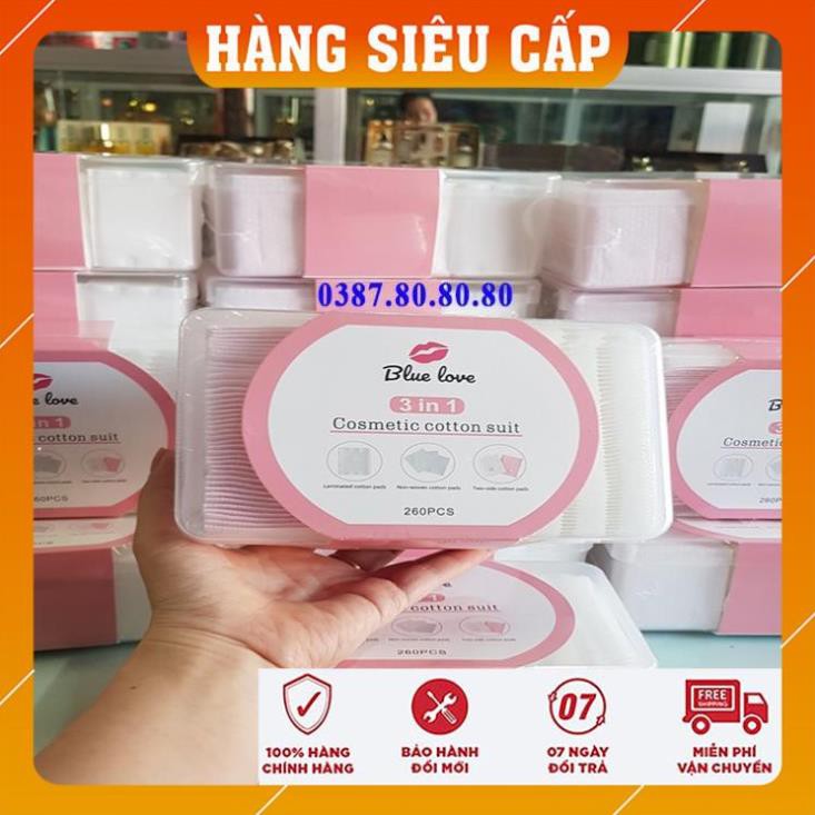 [FreeShip-NHẬP KHẨU 100%] Bông tẩy trang cotton pads 3 lớp đa năng cao cấp siêu đẹp/ Bông tẩy trang blue love 260 miếng