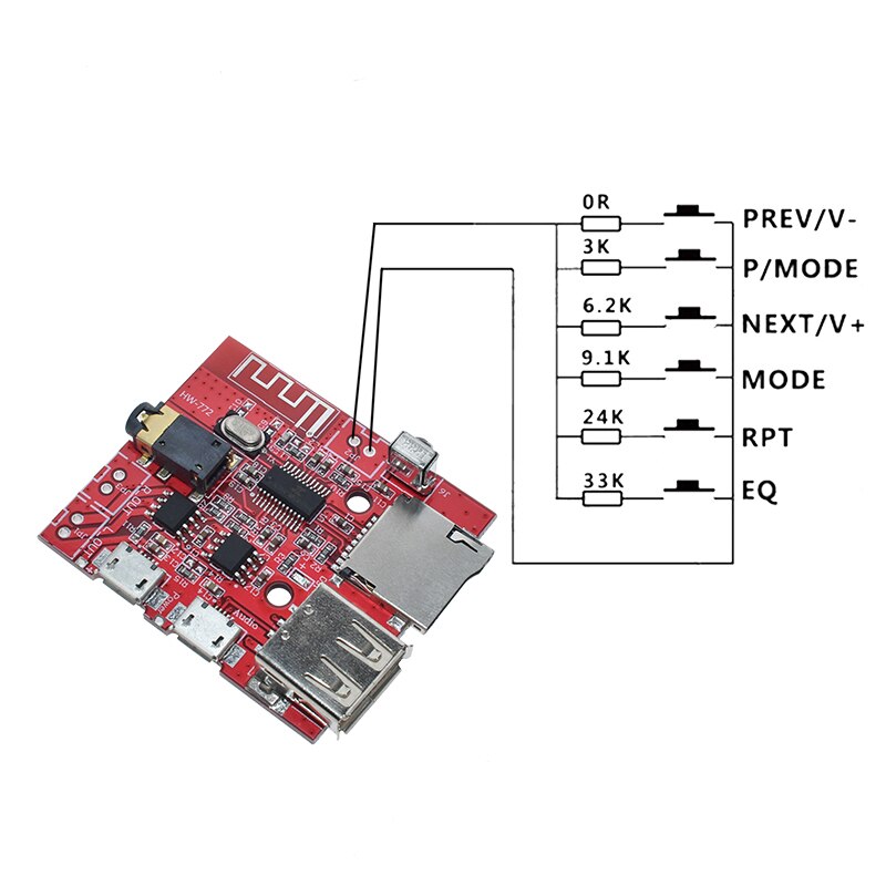 Mô Đun Nhận Tín Hiệu Âm Thanh 3w Bluetooth 4.1 Mp3 Wav Hỗ Trợ Usb / Tf / U-Disk / Ir