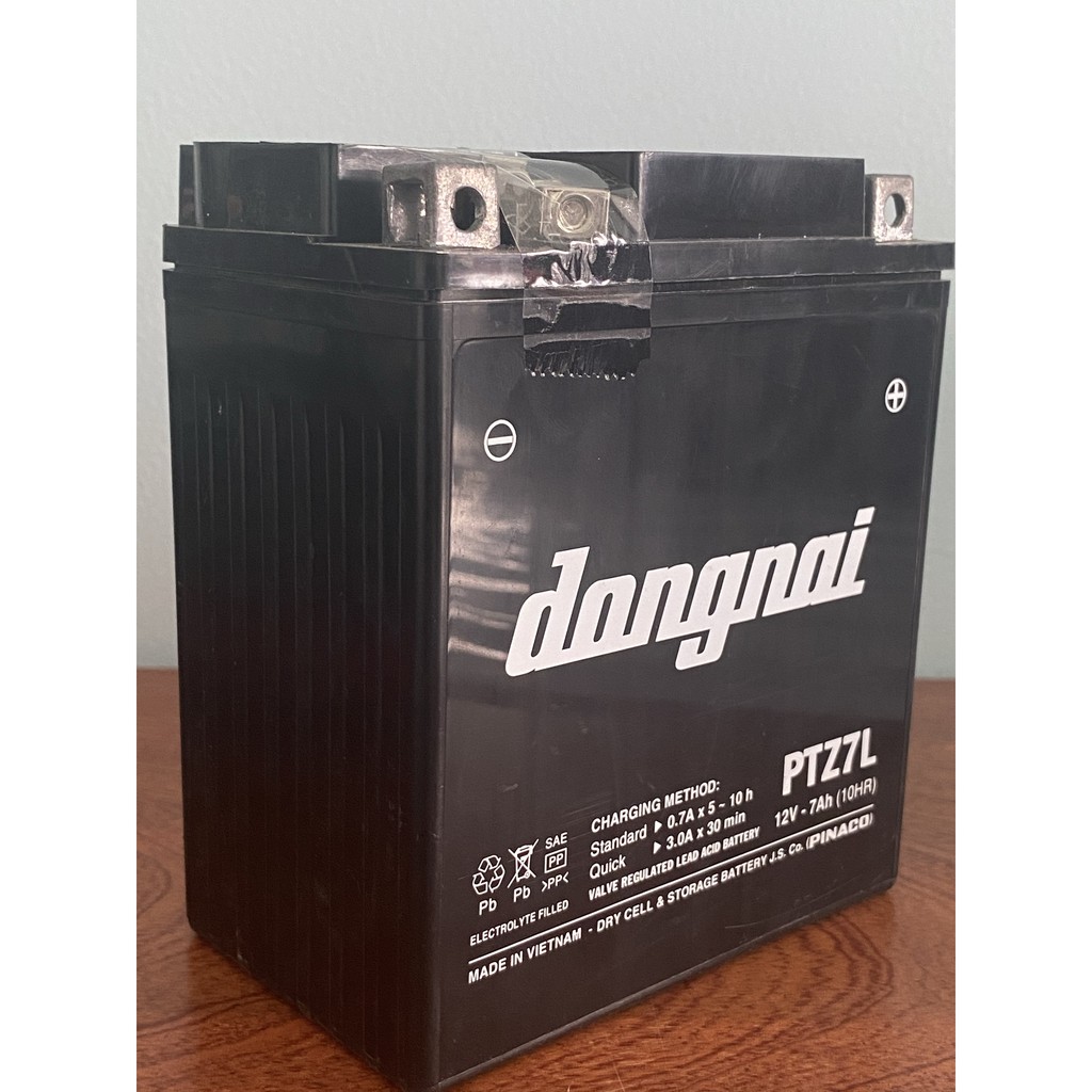 Bình ắc quy 12V Đồng Nai PTZ7L, 12V - 7Ah dùng cho SH Ý, Lead 2009, SCR