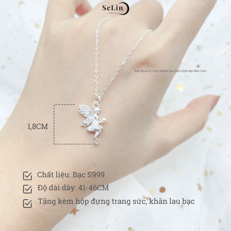 Dây chuyền bạc nữ SELIN JEWELRY vòng cổ bạc ta hình thiên thần Tinker Bell đính đá, độc đáo, trang sức phụ kiện nữ