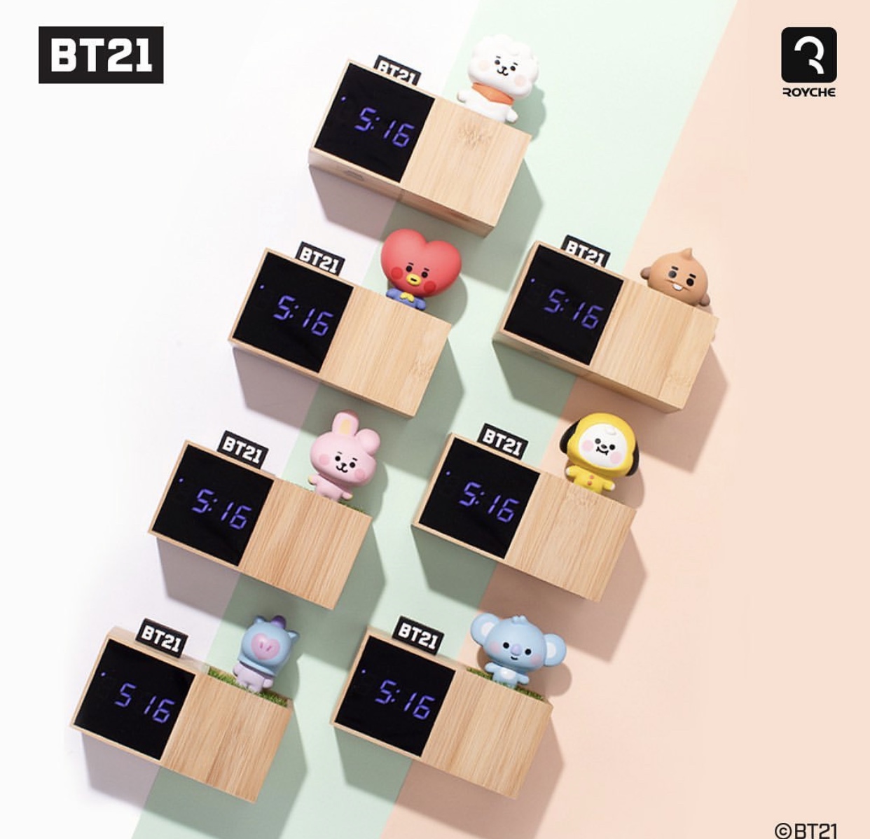 A144 ❤️ PUNIQ SPACE on hand 100% official BT21 BTS original authentic BABY LED digital desk clock Đồng Hồ Điện Tử   Chính Hãng