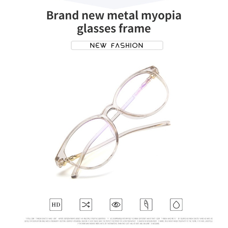 (KIQI-FASHION) COD Kính Cận 0°~-400° Mắt Kính Gọng Tròn Màu Đen Chống Bức Xạ Phong Cách Cổ Điển Chất Lượng Cao Cho Nam Nữ