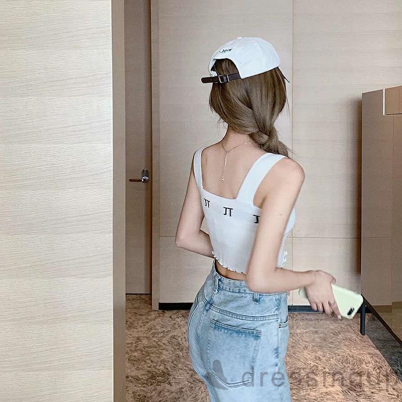 Áo không tay cổ vuông họa tiết in chữ thời trang cho nữ | BigBuy360 - bigbuy360.vn