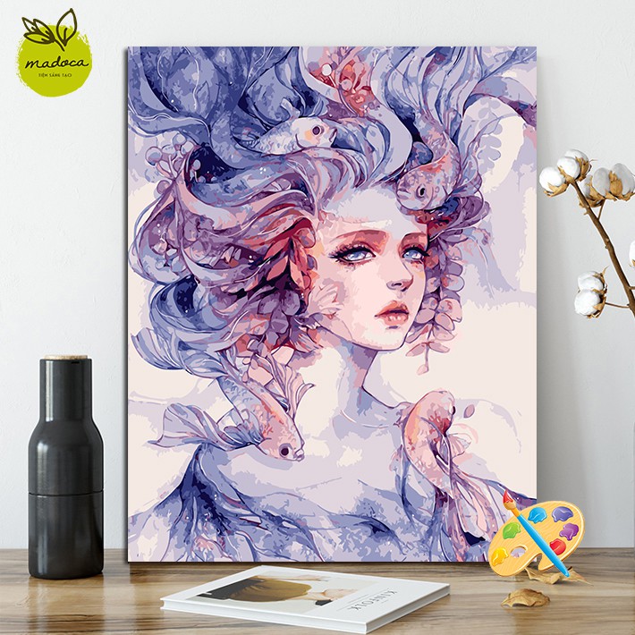 Tranh sơn dầu số hóa tự tô Cô gái đại dương 352