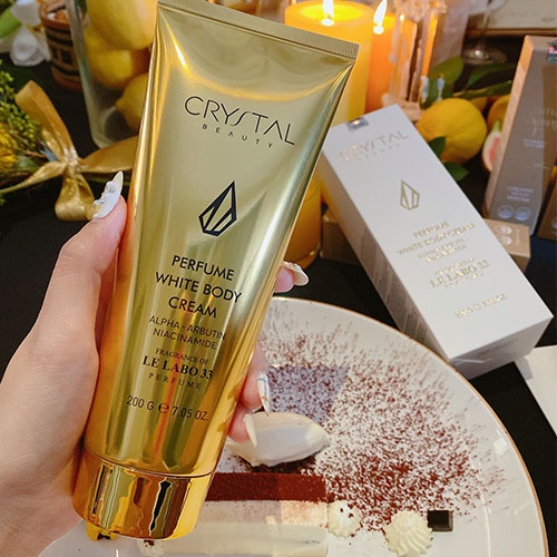 Kem dưỡng thể Crystal Beauty, white body cream và làm trắng da an toàn trắng sáng [Tuýp 200g]