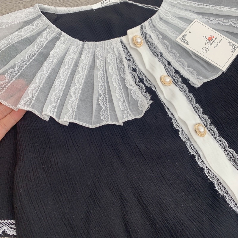 [ 𝐅𝐑𝐄𝐄 𝐒𝐇𝐈𝐏 ]SÉT ÁO CỔ BÈO REN MIX CV PHỐI GẤU SIÊU XINH VẢI TUYẾT MƯA