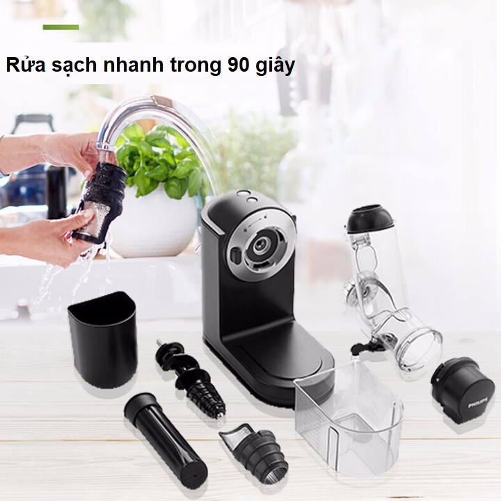 Máy chậm Philips HR1889/71 Viva Cold Press Masticating Slow Juicer with X-Large Feed Tube, Drip Stop, Quick Clean