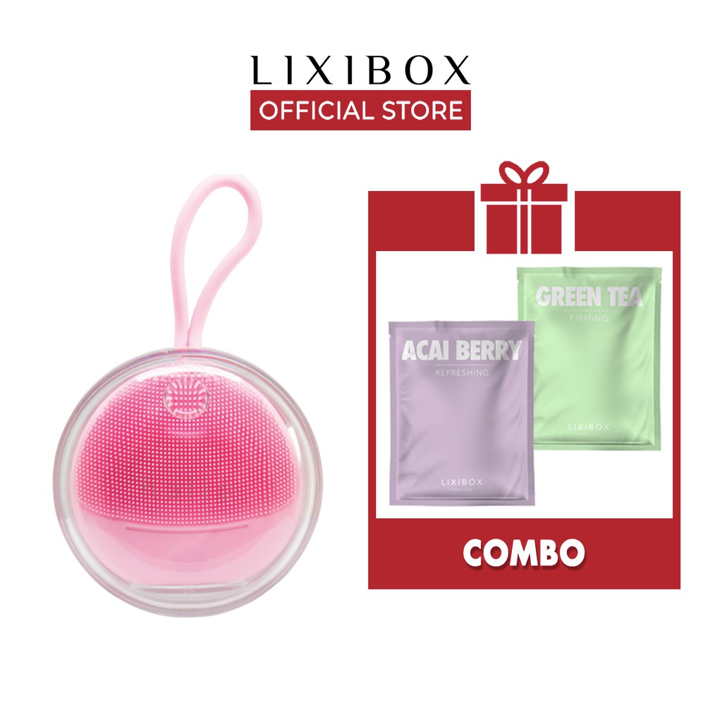 Combo Máy Rửa Mặt Và Massage Cho Da Nhạy Cảm Halio Sensitive Hồng Nhạt & 2 Mặt Nạ Green Tea và Acai Berry (23gr/mặt nạ)) | BigBuy360 - bigbuy360.vn