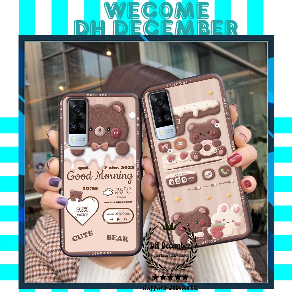 Ốp lưng Vivo Y53S / Y51 2020 in hình 3D GẤU HỒNG-GẤU BE3R -XINH XẺO CỰC ĐẸP