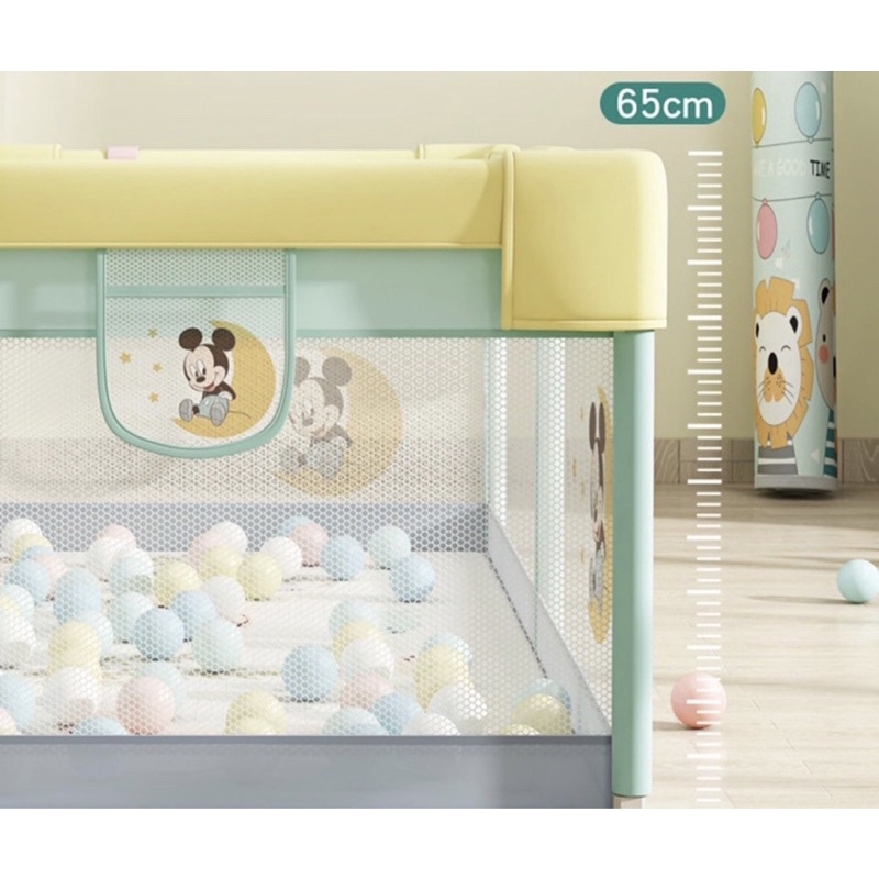 Quây cũi Micky và quây cũi gấu chất vải loại 1 hàng cao cấp Tặng kèm Bóng