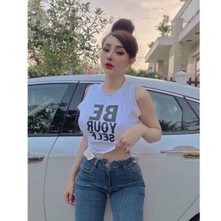 Áo croptop ba lỗ in chữ, Áo thun ba lỗ dáng ngắn AL1005 - NhiNhi Shop