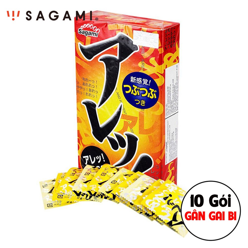 Hộp 10c Bao Cao Su SAGAMI ARE-ARE Gân Gai Bi Nổi - Made In Japan