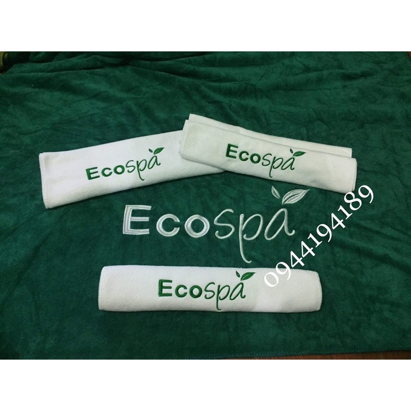 Khăn quấn đầu, khăn gội đầu, trải gối cho spa kt 35x75cm thêu logo theo yêu cầu
