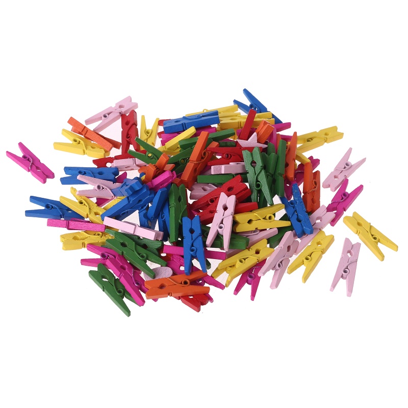 Set 100 kẹp ảnh gỗ mini 25mm