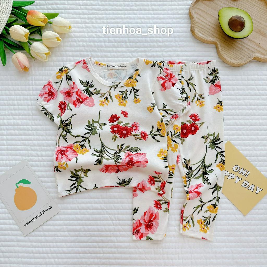 [Bé 7-19kg] Bộ tay ngắn quần dài Bozip siêu mềm mịn mát cho bé gái từ 7-19kg - HÀNG LOẠI 1