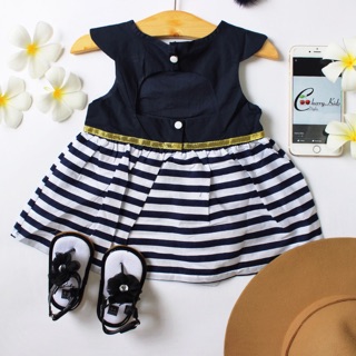 Combo 2 mau Set chấm bi áo trắng và đầm dọc ngang