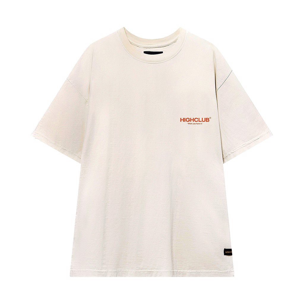 Áo Thun BASIC WASHED Tay Lỡ Unisex Nam/Nữ Kem Cổ Tròn - HIGHCLUB Brand Chính Hãng