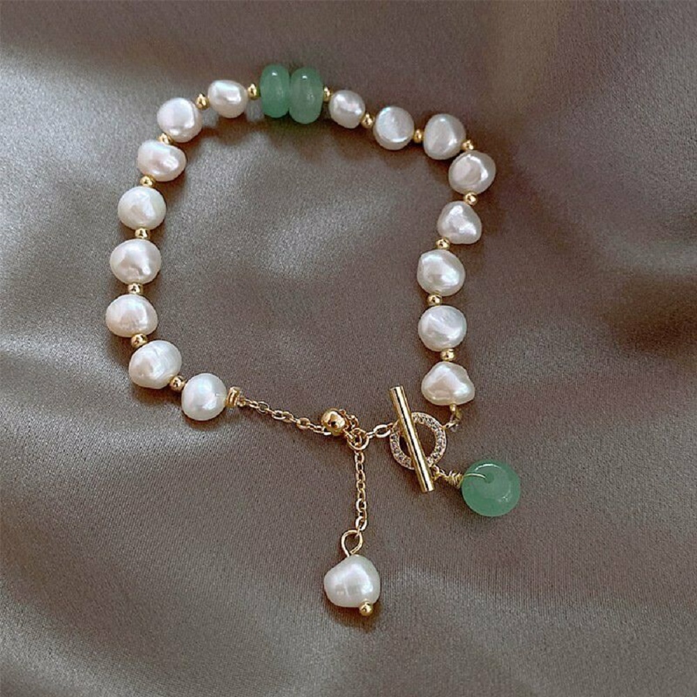 [sweet] woman wild Gold Irregular Pearl Bracelet Adjustable Bangle Chain Jewelry Gift