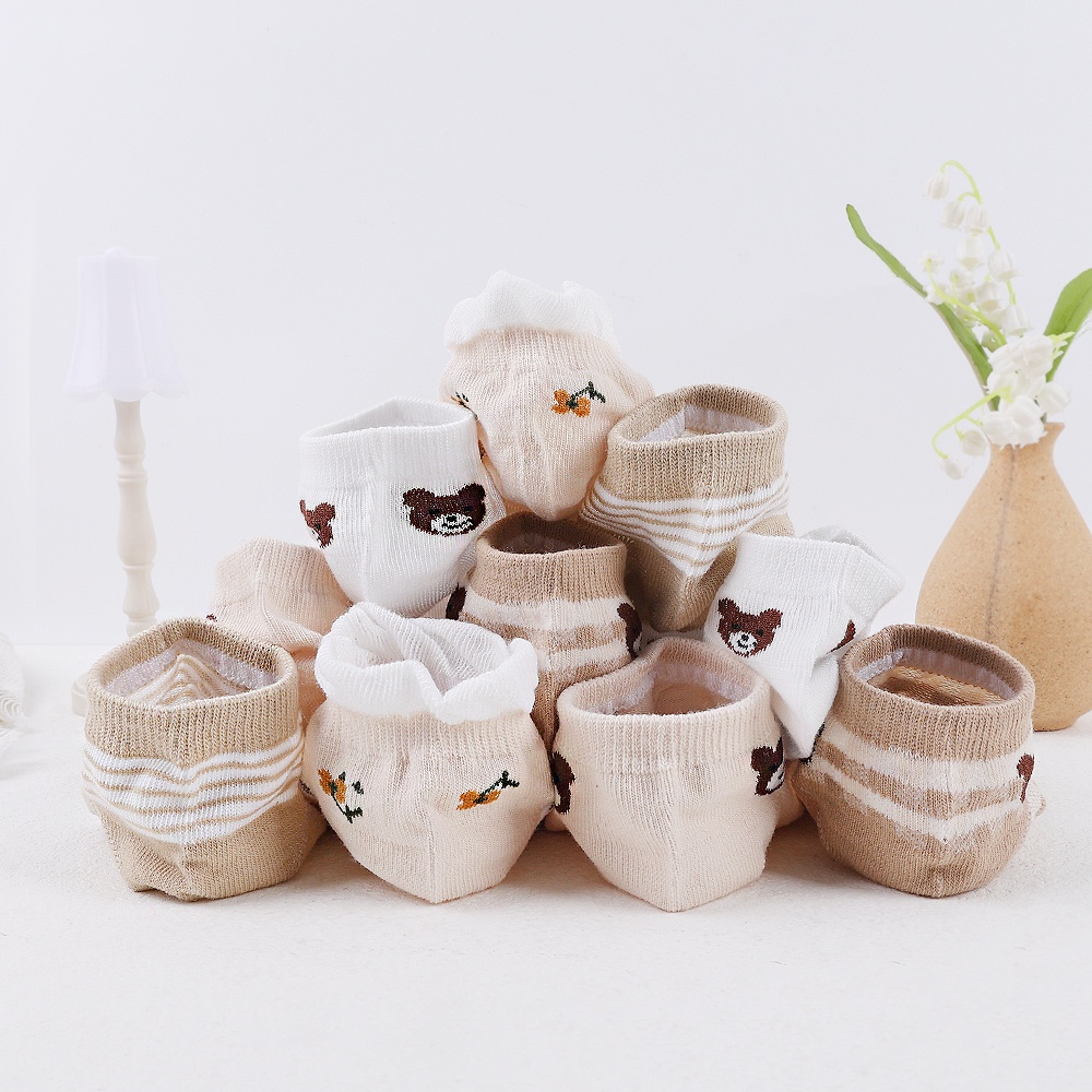 1 Đôi Tất Chân Ngắn In Hình Gấu Dễ Thương