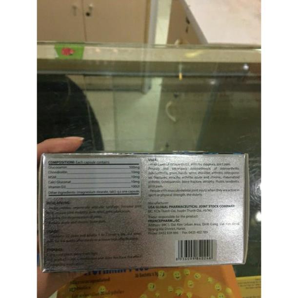 GLUCOSAMIN 500mg  Giúp xương chắc khớp khỏe, ngăn ngừa thoái hóa khớp, tái tạo mô sụn viên