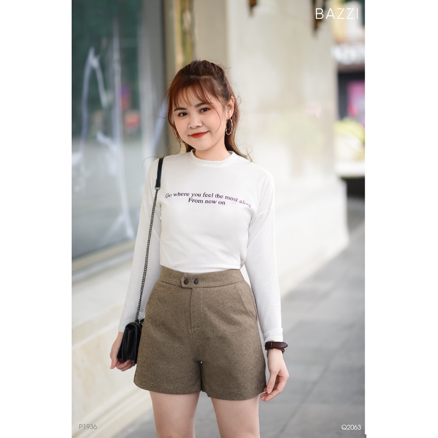 Quần sooc nữ, quần sooc dạ nâu Bazzi cao cấp đứng form chống nhăn không bai xù - ẢNH THẬT