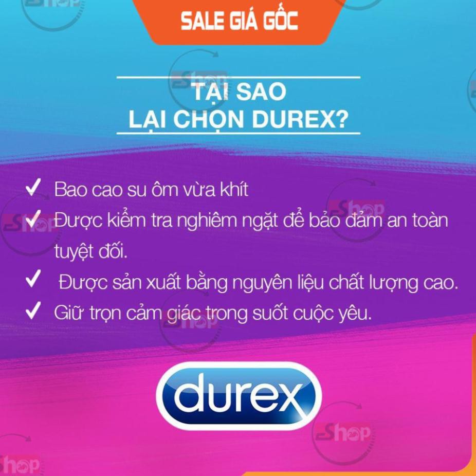 [Hàng Chính Hãng] Bao cao su Durex Fetherlite Size 52mm - Hộp 03 cái - Siêu mỏng (Kéo Dài thời gian yêu)