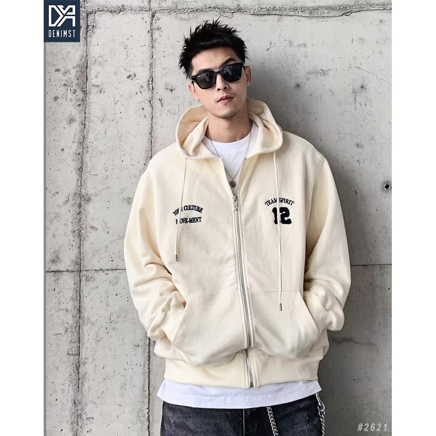 Áo Hoodie Khóa Kéo Nam Cao Cấp DENIMST 2621 Chất Liệu Nỉ Da Cá, Dáng Suông