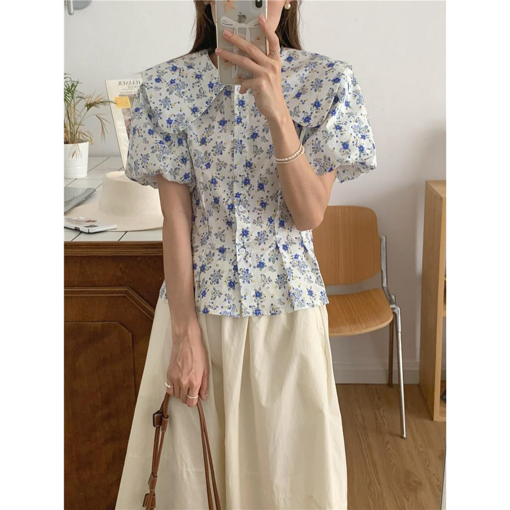 Áo Sơ Mi Hoa Ngắn Tay Phong Cách Hàn Quốc Mới 52580 Dành Cho Nữ