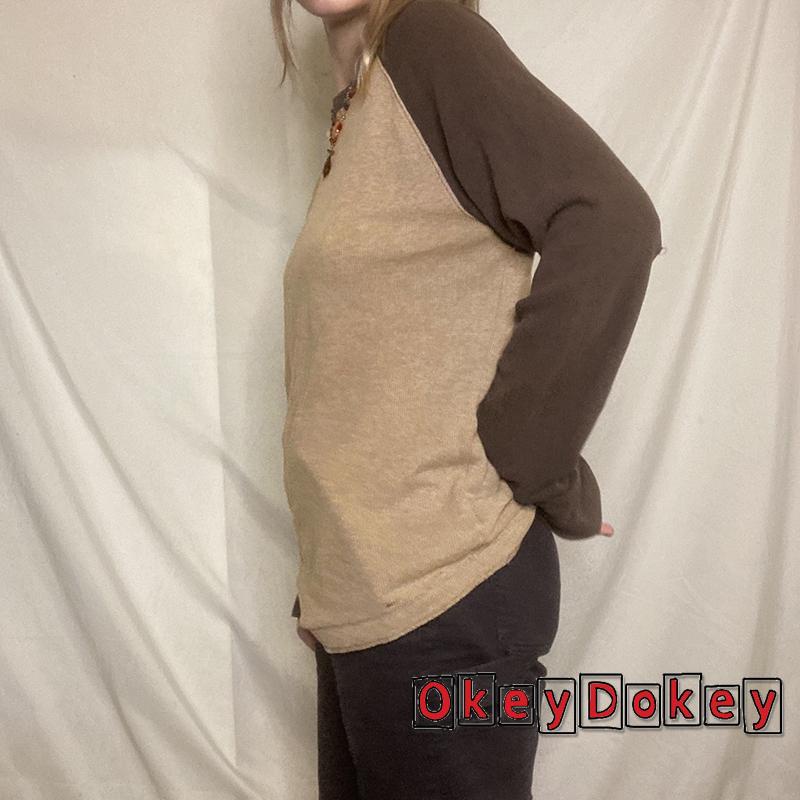 Áo thun dệt kim cổ tròn phong cách Harajuku cá tính cho nữ