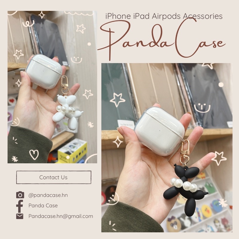 Vỏ ốp bao airpods silicon trong suốt kèm móc đen có airpods 3