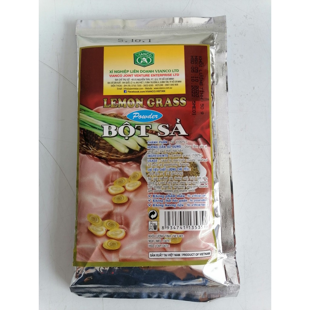 [50g – Gói] Bột sả [VN] VIANCO Lemongrass Powder (btn-hk)