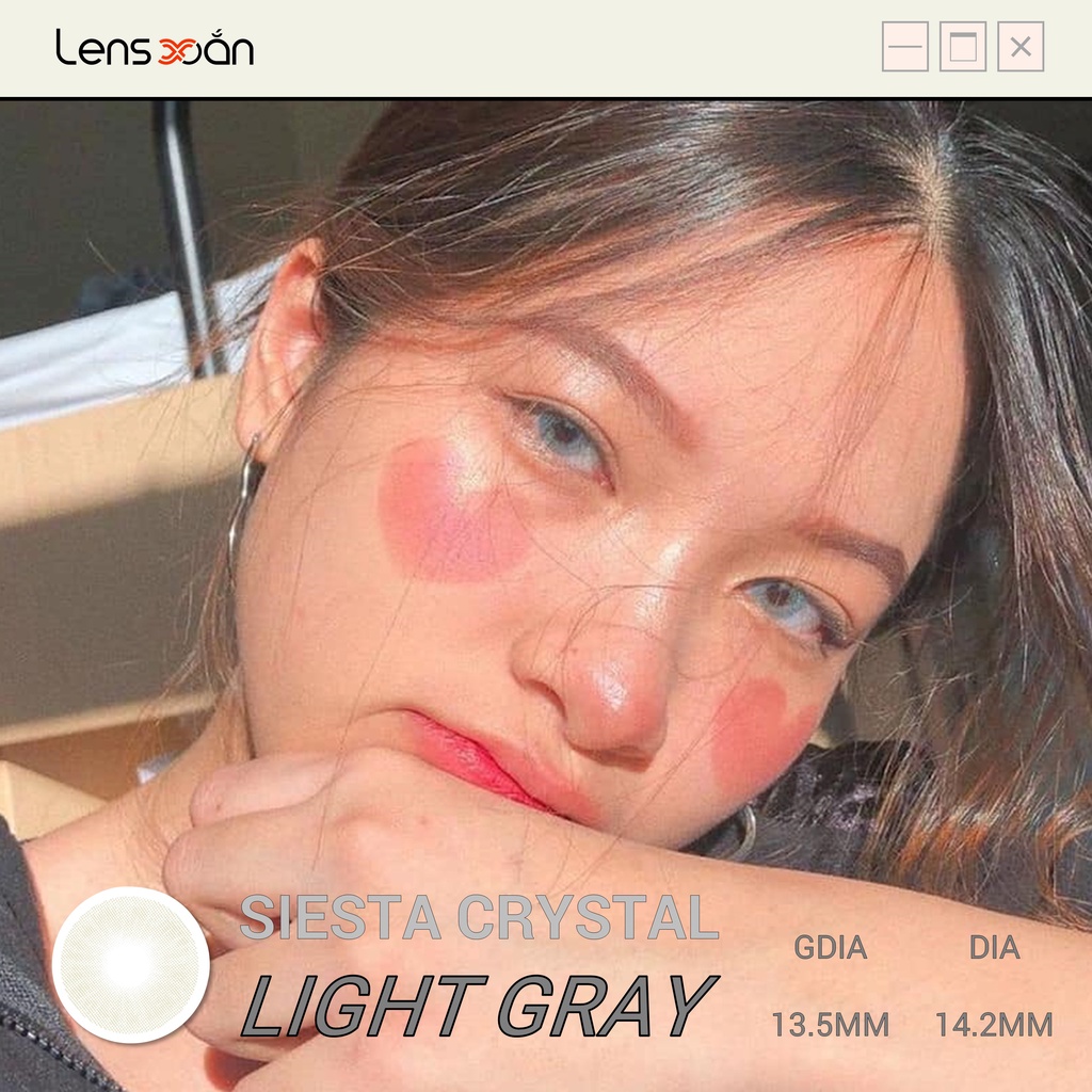 Kính áp tròng SIESTA CRYSTAL LIGHT GRAY-PC Hydrogel của COLORCL( 6 tháng):Lens xám sáng tây không viền|Lens Xoắn(GIÁ 1C)