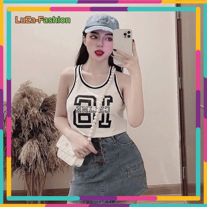 Áo croptop thể thao hai dây ôm body nữ thun co giãn 3 lỗ in số