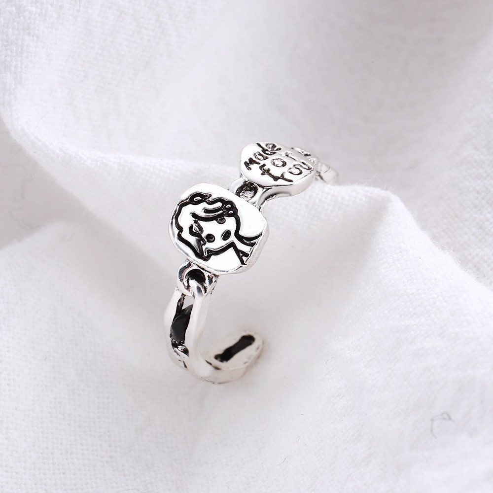 Nhẫn Hở Họa Tiết Hình Học Phong Cách Retro Hàn Quốc